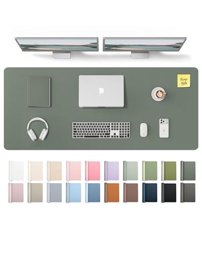 Image of YSAGi Leather Desk Pad Protector, Office Desk Mat, Large Mouse Pad, Non-Slip PU Leather Desk Blotter, Laptop Desk Pad, Waterproof Desk Writing Pad for Office and Home (Dark Green,55 inch x 17.2 inch)