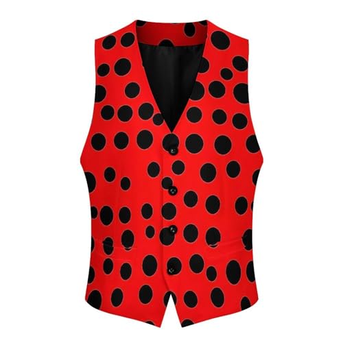 Ladybug Printed Men's Suit Vests Business Formal Dress Vest V-Neck Waistcoat for Wedding Casual4