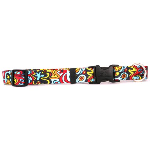 Image of Yellow Dog Design Abstract Dog Collar - Size Medium 14 inch - 20 inch (1 inch Wide)
