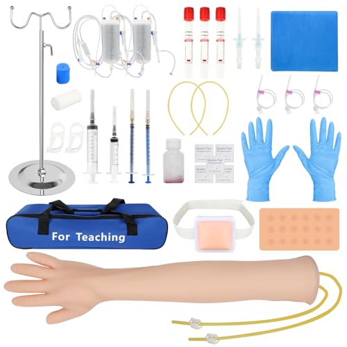 Image of Phlebotomy Practice Kit 31PCS for Injection Training, IV Practice Kit for Nurse with Phlebotomy Arm, Venipuncture and Blood Draw Practice Kit for Medical Students, Education Training Only