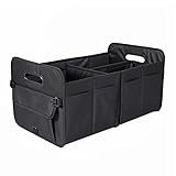 AOKJOY Car Trunk Organizer, Storage Collapsible Multi Compartment Car Organizer -  Adjustable Straps for SUV(Black)