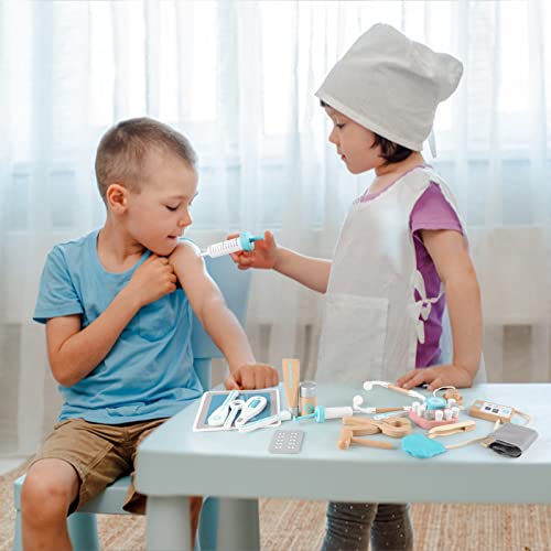 Jacootoys Wooden Doctors Set 18Pcs Dentist Play Carry Case Kids Pretend Role Play Medical Toys for Children Boys Girls 3 + - Image 2