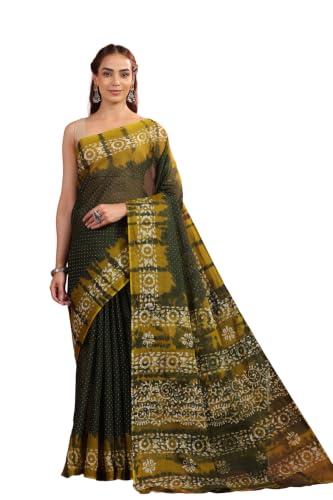 Image of TAMAIRA FASHION Mulmul Pure Cotton Saree For Woman Batik Printed|Office Wear Daily Wear Sarees For Women Without Blouse Piece (Available in 13 Colours)