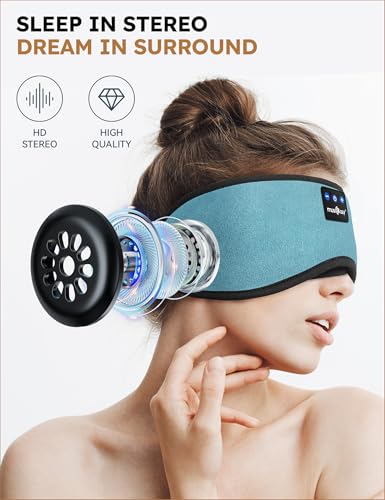 Image of MUSICOZY Sleep Headphones Bluetooth 5.4 Headband Sleeping Eye Mask for Mom Women Men Wireless Music Earbuds Earphones for Side Sleepers Built-in HD Speakers Cool Gadgets Unique Gifts