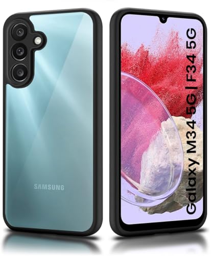 Image of WOW IMAGINE Shockproof Hybrid Back Cover for Samsung Galaxy M34 5G | F34 5G | Hard Slim fit Back Case | PC & TPU | Clear Transparent Case - Black