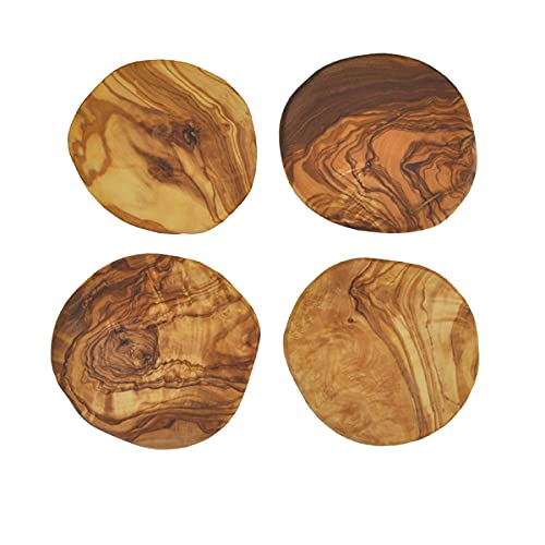 Naturally Med Posavasos de madera de olivo, juego de 4