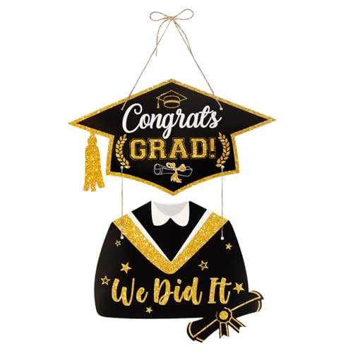 hhdatc 2026 Graduation Decorations Gold Congrats Grad Banner Porch Sign Welcome...