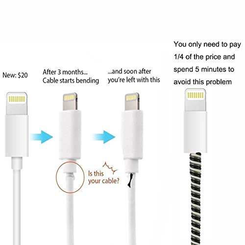 Image of Spiral Cable Protector, Data Cable Protective Sleeve, Headphone Saver, Charger Protective Cover, Wire Repair /Strain Relief Cable Wrap Tube for USB Data Cable Headphone Cable (Black+ Pink)