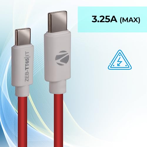 ZEBRONICS Store ZEBRONICS Tt65 Type C to Type C Cable, 65W PD, 1M - Image 5