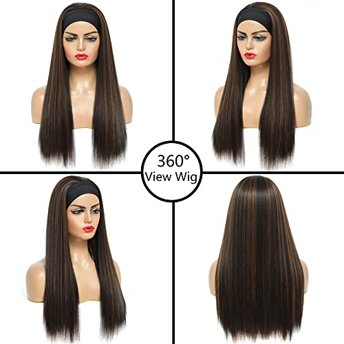 Headbands Attached Kinky Straight Headband Wig for Daily Use (22inch, kinky straight 300#)