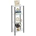 mDesign Estante de pie con 4 baldas – Estante de metal y cristal de diseño moderno – Compacta estantería decorativa para baño, despacho, dormitorio o salón – negro y transparente