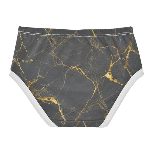 Gray Marble Gold Yellow Underwear for Girls, Toddler Panties, Cotton Underwear Girls, 2–8 Years2