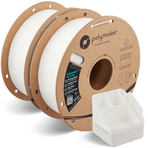 Polymaker PLA Pro Filament 1.75mm 2KG Bundle, High-Impact Resistance, White