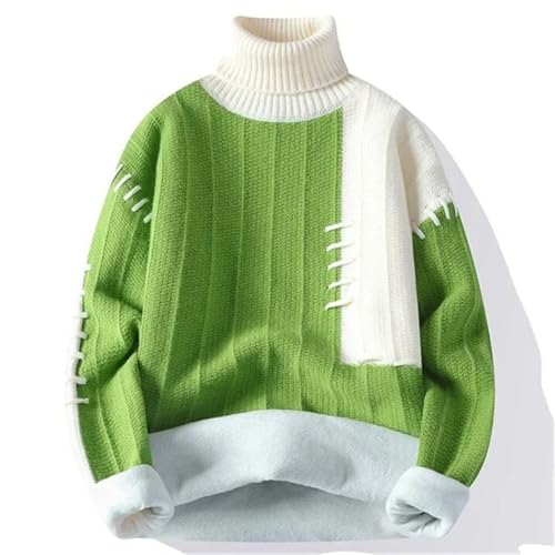 Men's Turtleneck Sweater Patchwork Knit Pullover Long Sleeve Warm Comfortable Casual Winter Top3
