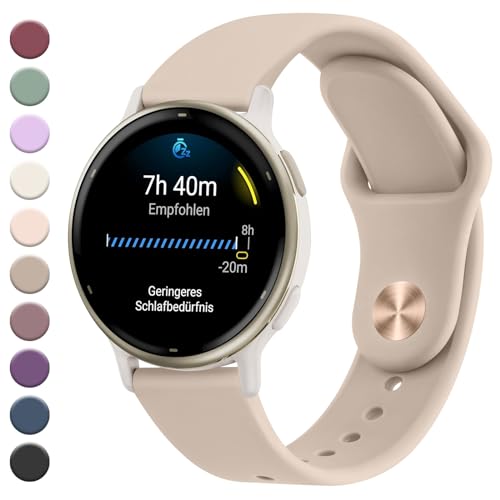 Mugust Armband für Vivoactive 5/3 Vivomove 3/HR/Luxe/Style Forerunner 55/245/645 20mm Silikon Armbänder Sport Verstellbares Ersatz Uhrenarmband Milchtee Farbe