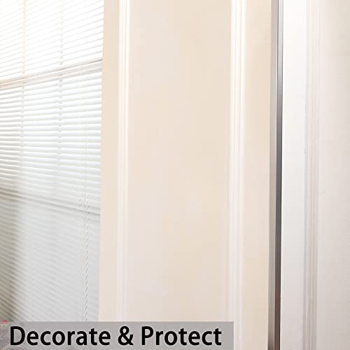 Image of Trimold Matte Silver Aluminum Peel and Stick L Molding Corner Guards with 90 Angle for Wall Door Frame Cabinet Baseboard Protection and Decoration, 51.2in x 0.8in (3Pcs)