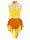 Justaucorps de danse sans manches pour fille avec jupe en maille à ourlet incurvé dans le dos, le rendant très fluide lors de la danse