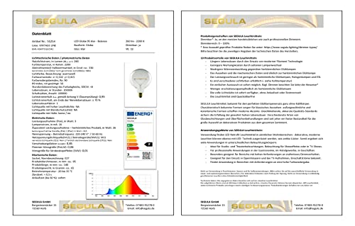 Segula LED Globe 95 Clair E27 dimmable ampoule filament chaud 2200K - 3