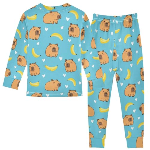 Pajama Sets Long Sleeve Cute Bears and Bananas Soft Comfy Sleepwear 2 Piece PJS 3-8T3