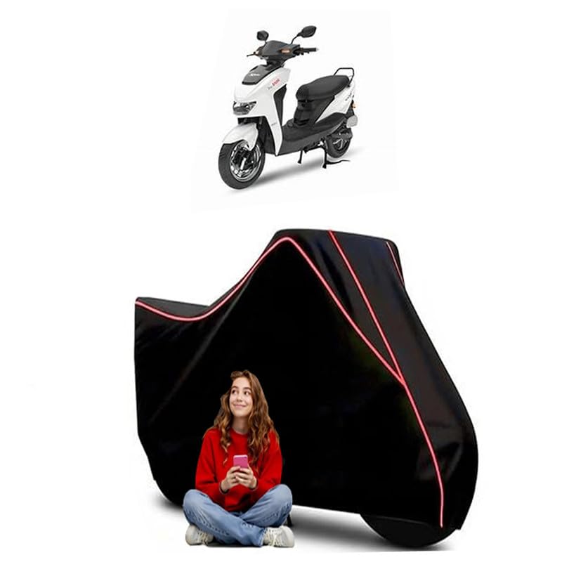 Image of Yo Trust Drift HX Scooty Bike Cover Water Resistant Outdoor Use Universal Fit Scooters Motorcycles Heavy Duty UV Protection Dust Rain Scratch Resistant Elastic Bottom Black Blue Piping