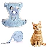 NJCXOLA Kaninchen Leine,Verstellbare Hasenleine,120cm Weiches Kaninchen Leine,Hasen Zubehör,Kaninchen Zubehör,Kaninchen Geschirr Für Kaninchen, Katzen Und Andere Kleine Haustiere (Blau, M)