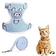 NJCXOLA Kaninchen Leine,Verstellbare Hasenleine,120cm Weiches Kaninchen Leine,Hasen Zubehör,Kaninchen Zubehör,Kaninchen Geschirr Für Kaninchen, Katzen Und Andere Kleine Haustiere (Blau, M)