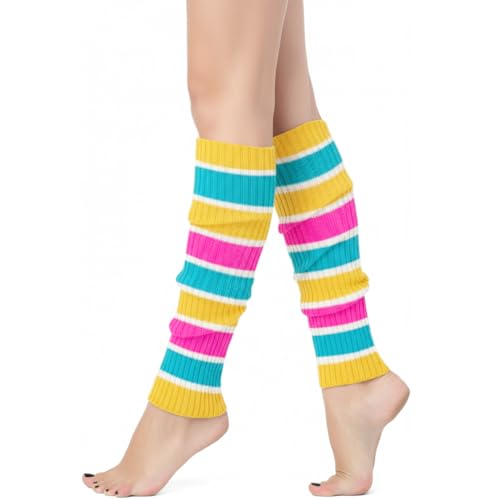 Image of v28 Women Warm Leg Warmers 80s Retro Party Costume Knit Ballet Neon Long Socks