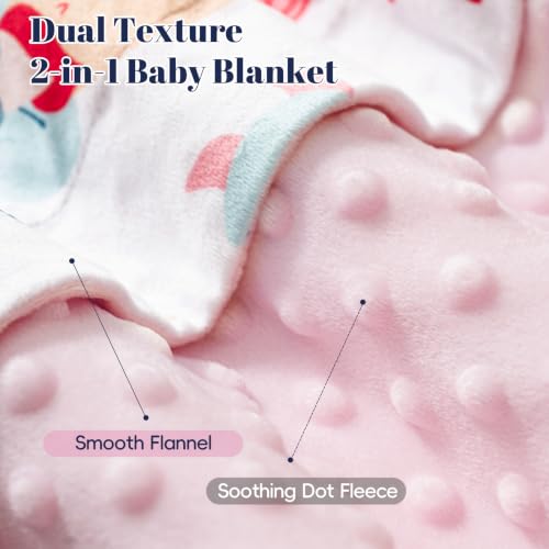 Image of PHF Minky Baby Blanket for Girls with Double Layer and Soothing Raised Dotted Backing, Soft and Lightweight Reversible Receiving Blanket for Newborns, Infants, Babies, 30x40 Inches, Mermaid
