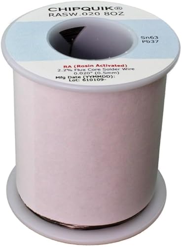 Miniatura 3 de Chip Quik RASW.020 - Alambre de soldadura de 8 onzas, 6337 estañoplomo activado con colofonia .020 12 lb