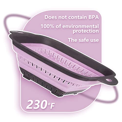 Collapsible Colander Set Of 2 Kitchen Colander Strainer, Sink Colander Strainer -Food Colanders Strainers With Handles, Silicone Colanders To Strain Your Pasta, Vegetables And Fruits #TOP1
