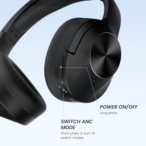 Image of Wireless Noise Canceling Headphones with Mic, 30H Playtime, Deep Bass, Comfortable Over Ear Headphones Bluetooth 5.0 for Office, Travel (Black), Model 5