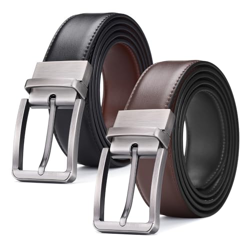 AivaToba Cinturón Hombre Cuero,Cinturón Reversible Hombre Negro y Marrón 34mm,adecuado para trajes, vaqueros, ocasiones informales y De negocios