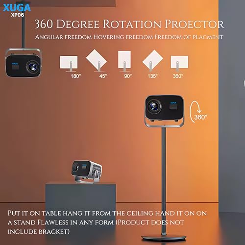Image of XUGA- Cybernautt XP06 4X+ Fully Automatic Projector 4k Ultra HD | Native 1080P | 360 Rotation | 5500 Lumens, Android OS, WiFi 6, Powerful 5W Speaker, Portable Home Theater | Smart Projector for Room