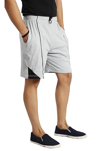 Image of Particle Men's Plus Size Hosiery Corduroy Cotton Bermuda Shorts | 230 GSM Ribbed Fabric | Big Size Casual Half Pants with Pockets for Walking, Gym & Lounge (XL-5XL)
