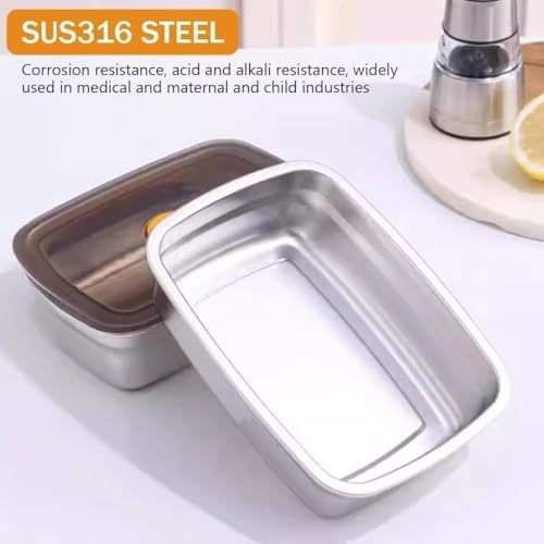 Image of SOLIGT CHONGZFU Stainless Steel Food Storage Containers With Airtight Lids Set, Stackable Leak Proof Metal Container Kitchen Storage Set Steel Container (2 Pcs 1000 Ml)