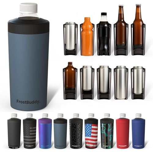 Image of Universal Buddy XL Can Cooler by Frost Buddy - Fits 12-ounce, 16-ounce, 20-ounce, and 24-ounce Cans and Bottles - Keep Your Drinks Refreshingly Chilled for over 12 hours Charcoal