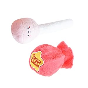 Dog Plush Toy Stuffed Treat Dispensing Lollipop Interactive Chew Relieving Stress Improving for Health