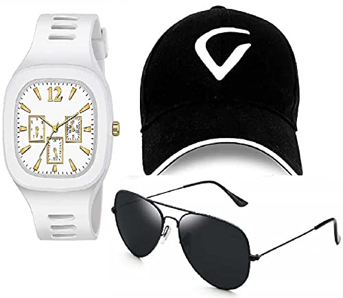 SELLORIA Combo Pack of Black Digital Silicon Watch with Black Sunglass with basboll Cap Black (B09BRC4RWD) Amazon Price History, Amazon Price Tracker