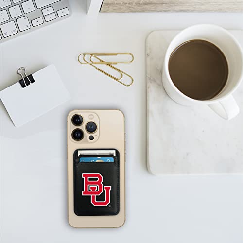 OTM Essentials Boston University Faux Leather Phone Wallet Sleeves, Sleek Magnetic Phone Wallet Case, Lightweight Magsafe Accessories for iPhone 12 or Up, Classic