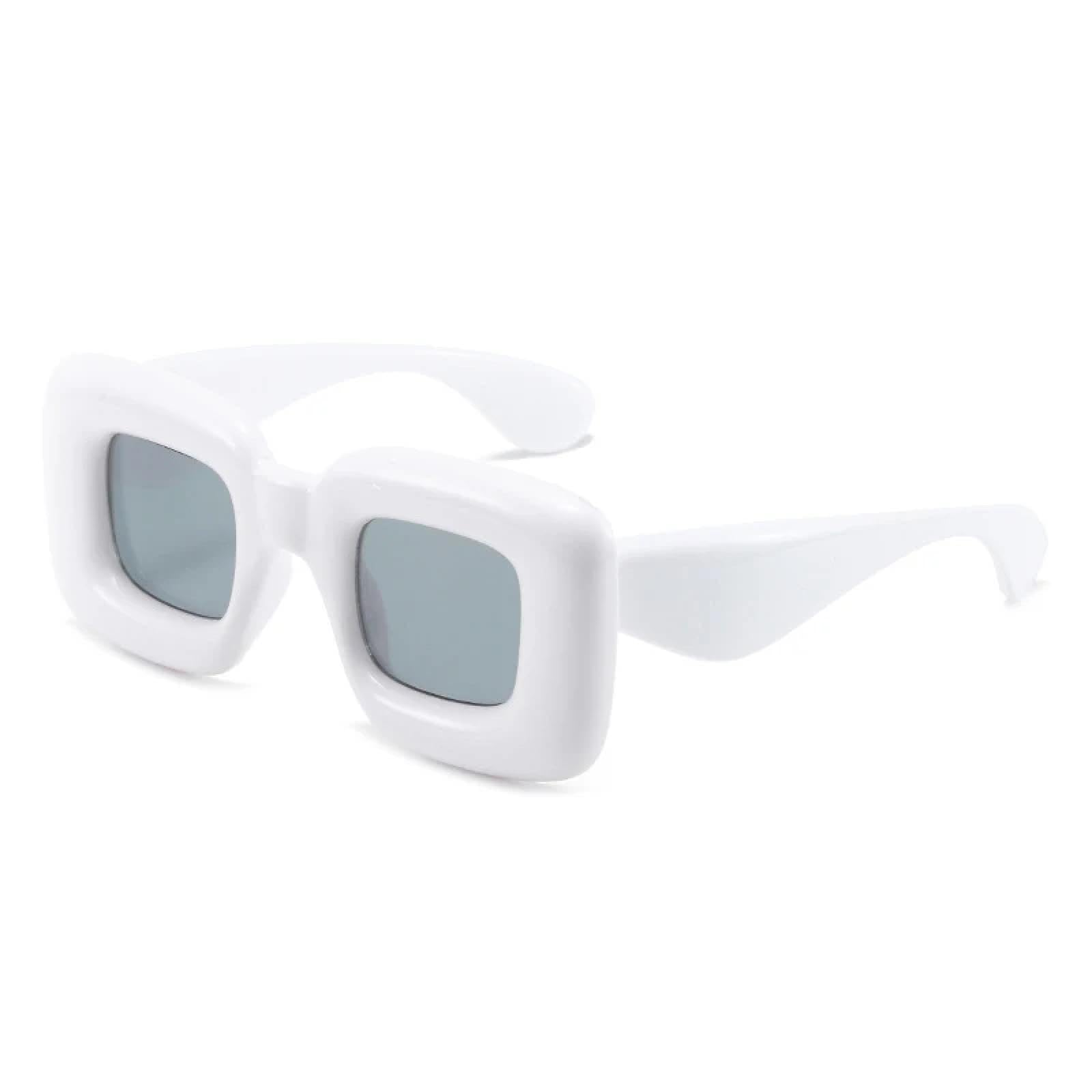 Lunettes de soleil hip hop femmes hommes blanches taille unique avec monture rétro