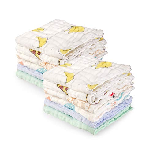 Softan Toallas para bebés, Toalla de algodón 100% muselina, Regalo para baby shower, 30 x 30 cm, Color de mezcla