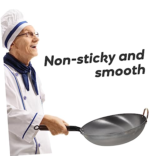Wok tradicional de hierro con mango de madera miniatura 5