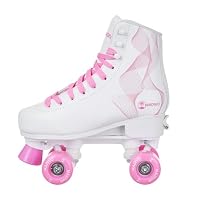MADIVO Swirl Damen Klassische Retro Rollschuhe | Verstellbare Größe | ABEC7 Kugellager | Weiß Rosa Mädchen Classic Roller Skates Inliner Inlineskates | Gr. 31-34, 35-38, 39-42 (L (39-42))
