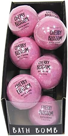 Bath Bombs Gift Set, BODY & EARTH 10 X 3.5 oz Natural Essential Oils Cherry Blossom Handmade Birthday Gift Idea for Family, Women, Men