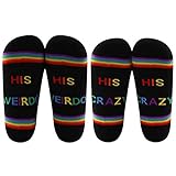 MBMSO Gay Couple Gifts Socks His Crazy His Weirdo Rainbow Striped Socks Gay Pride Gifts (His Crazy & His Weirdo)