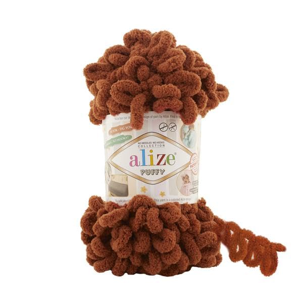 Alize Puffy Baby Big Loop Blanket Yarn 100% Micropolyester Soft Wool Each Ball 100g 9m - 597 Terra