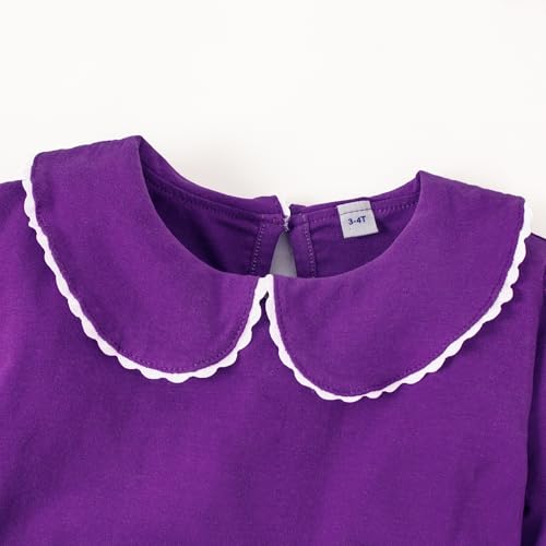 Image of LYSMuch Toddler Girl Long Sleeve Peter Pan Collar Top | button down collar, is machine washable and wrinkle resistant, perfect for photo shoots and back to school season.