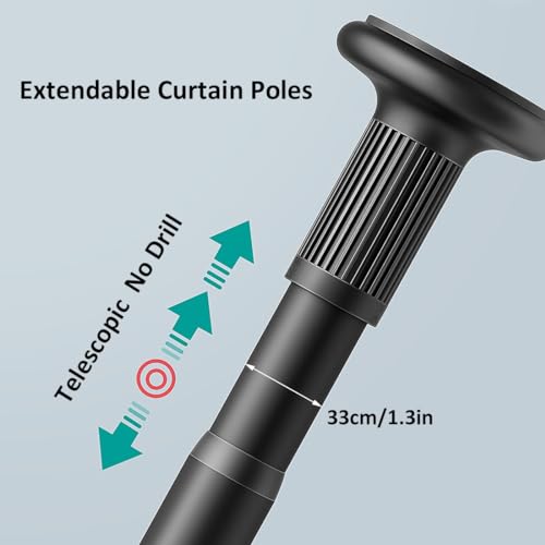 Tringle à rideau de douche réglable sans perçage noire résistante - 5