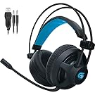 Fortrek H2 - Headset Gamer Pro Microfones e Fones de Ouvido, Preto (Leds Azul)