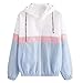 Produktbild Damen Kapuzenjacken Patchwork Langarm Kleidung Mehrfarbig Strahl Taille Mäntel Weibliche Casual Windbreaker Gr. Gr. Small, blau